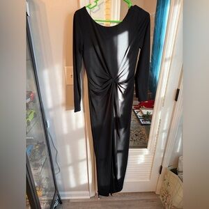 Ann Taylor Black Twist Front Long Sleeve Dress